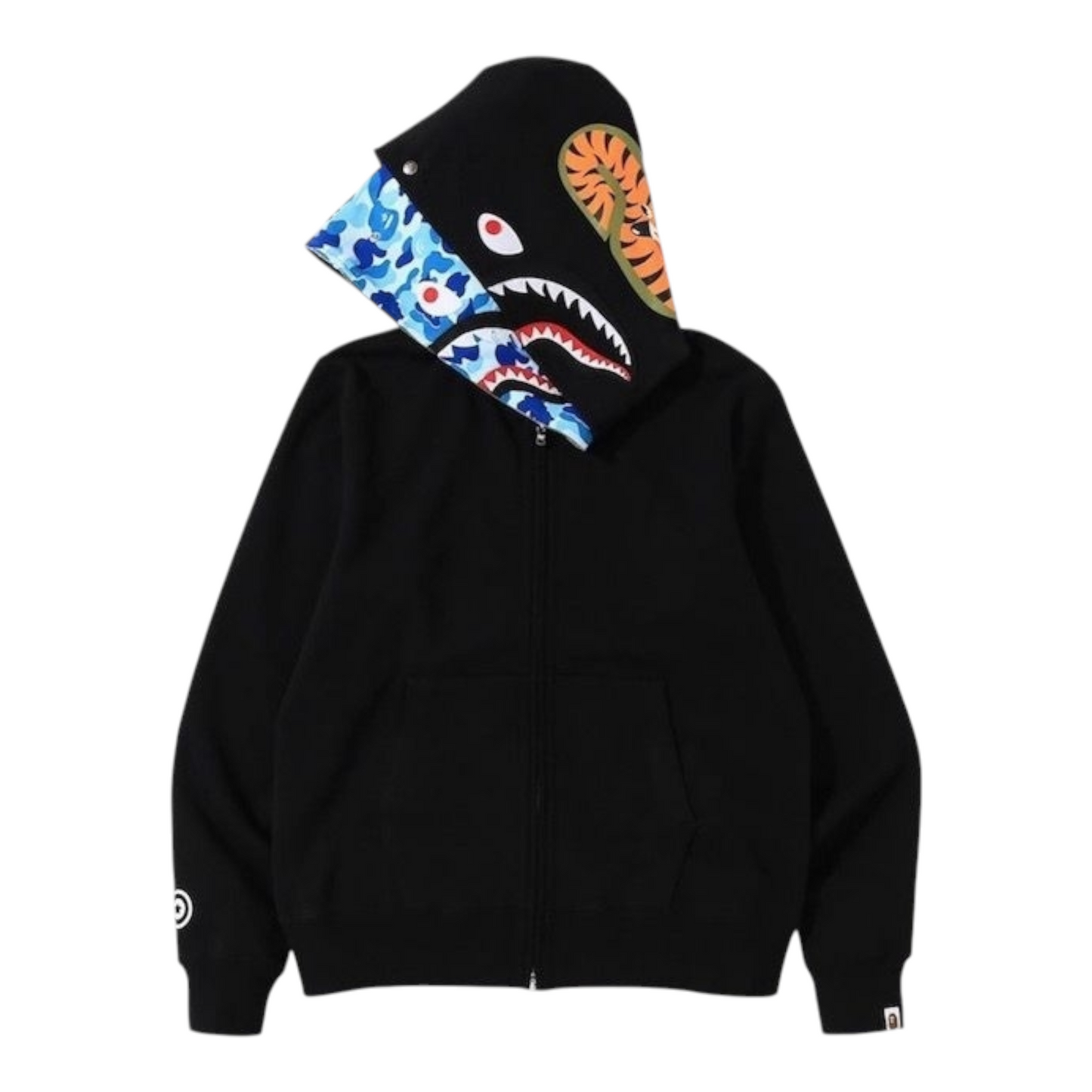 Bape Hide Blue Camo Black Hoodie qckPR