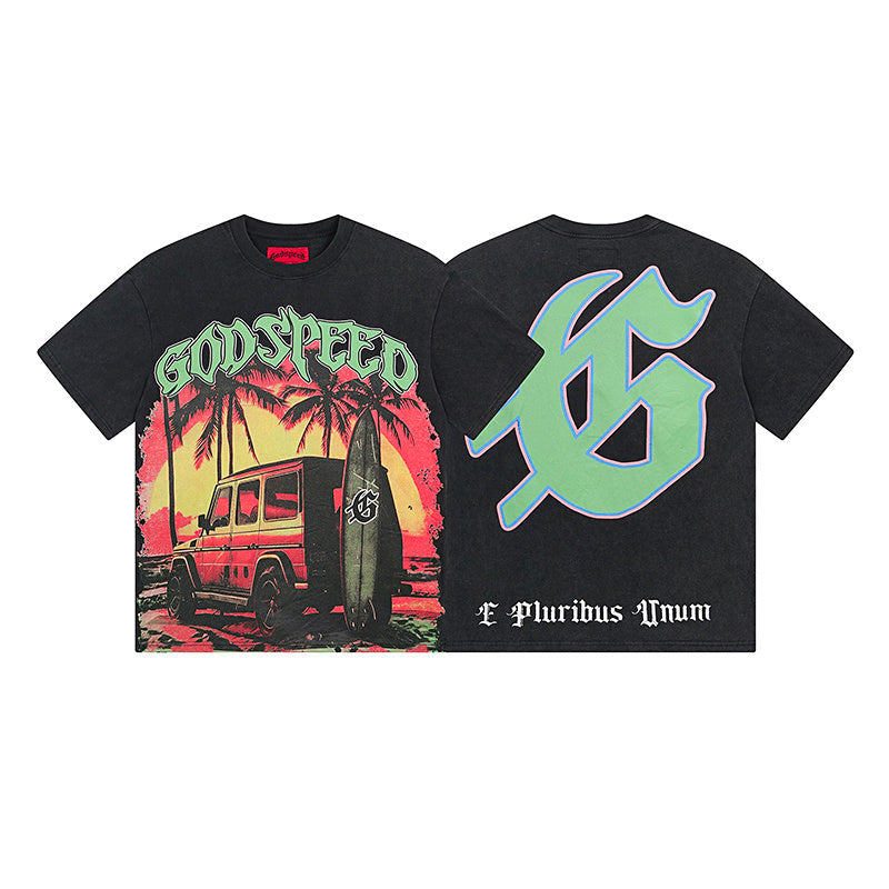 Godspeed Jeep Sunset Tee qckPR