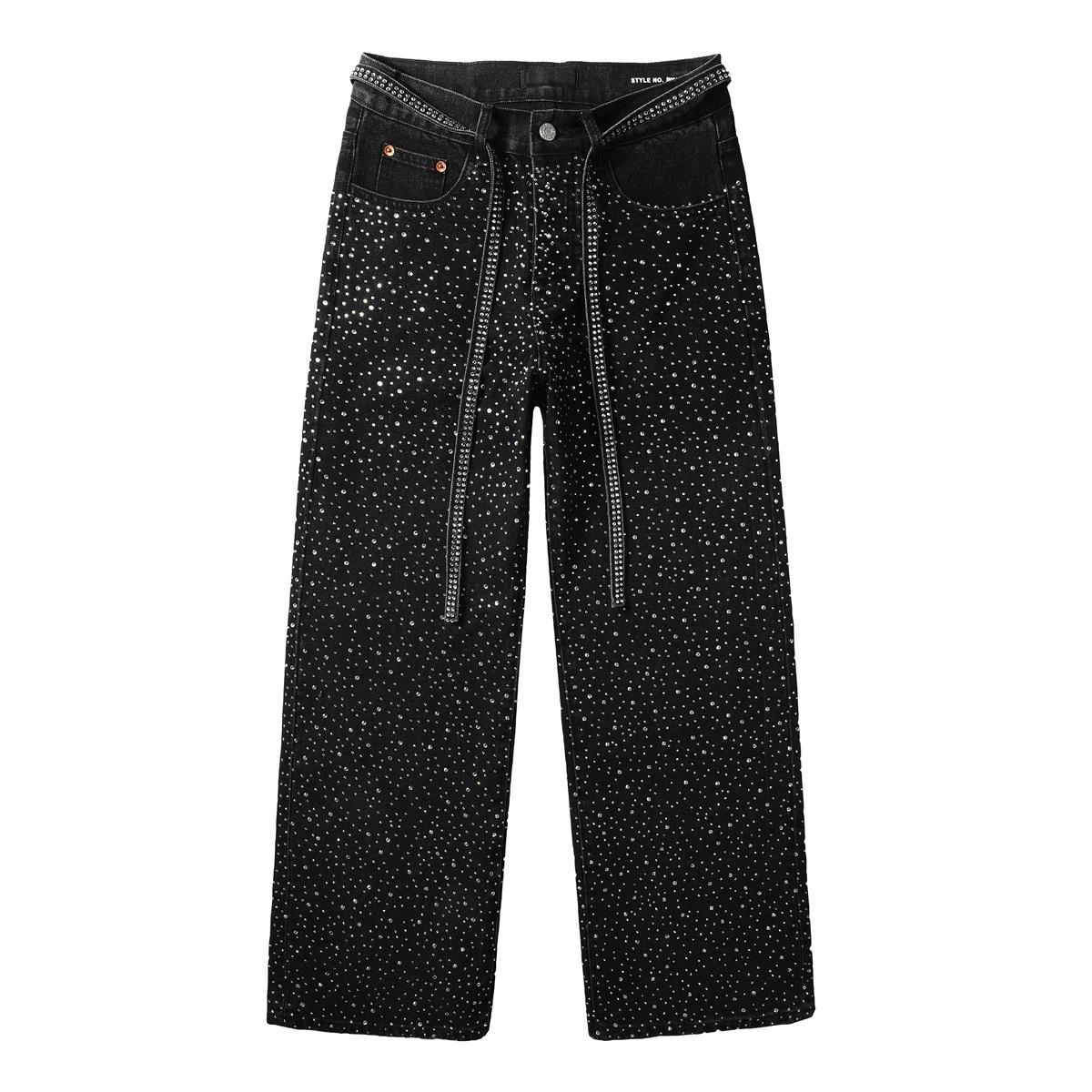 Purple Black Rhinestone Jeans