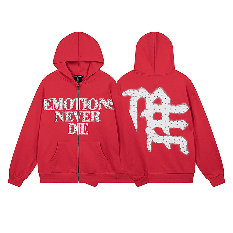 Mixed Emotion Dimonds Red Hoodie qckPR