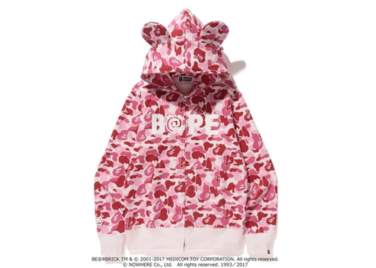 Bape Bearfull Zip Hoodie Pink