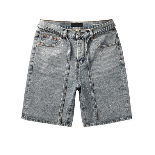 Purple Blue Rhinestone Jeans Shorts