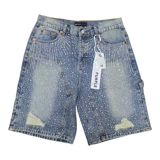 Purple Shorts Rhinestone Jeans
